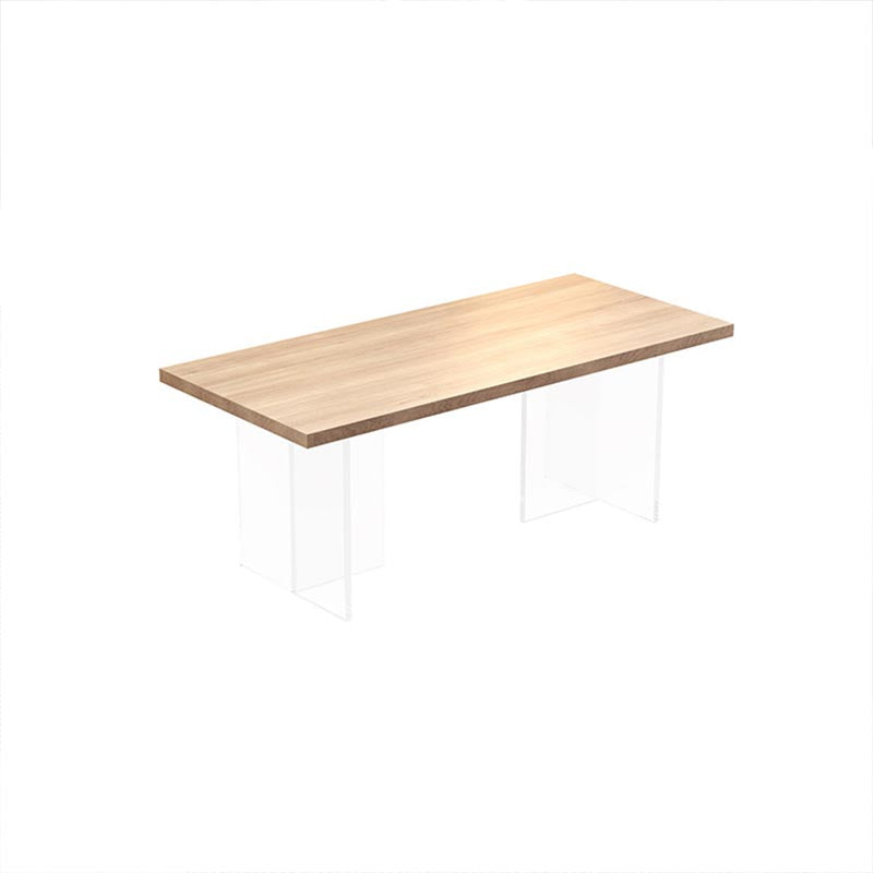 Contemporary Natural Wood Table Home Rectangle Dining Table with Double Pedestal