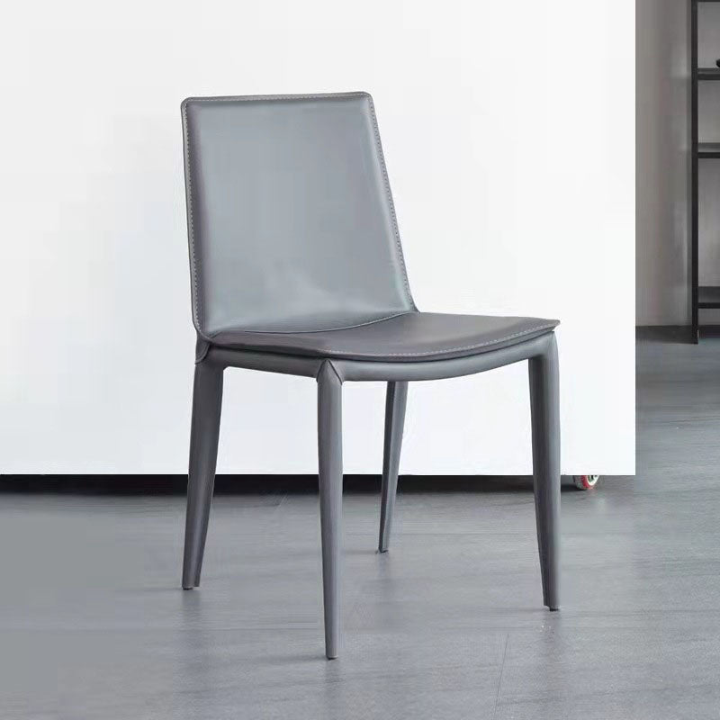 Contemporary Design Solid Back Chair for Home Armless Leather Dining Chairs