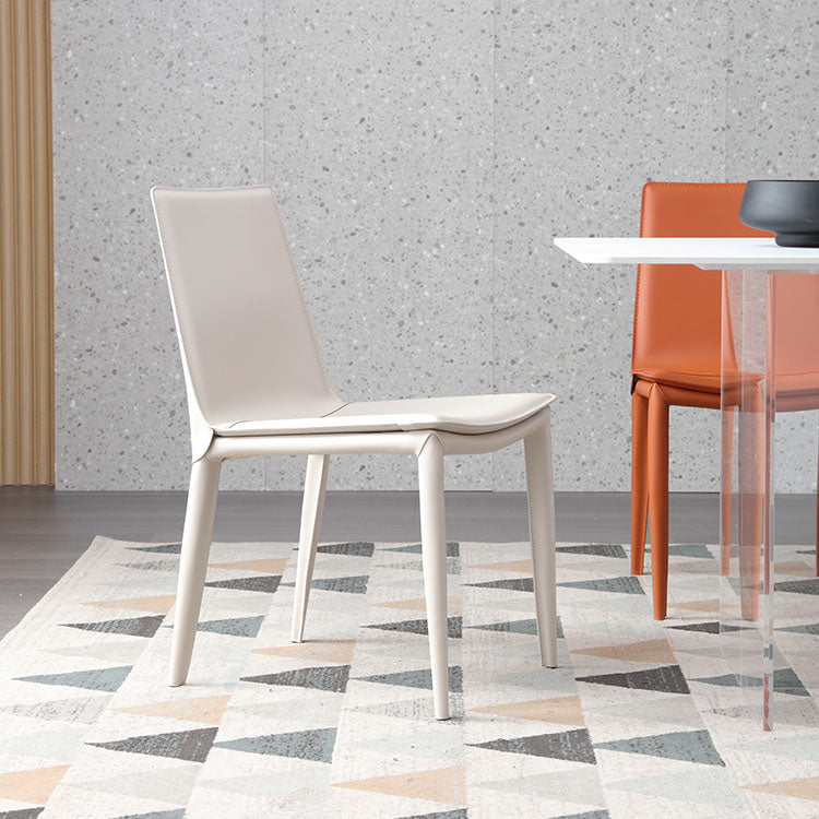 Contemporary Design Solid Back Chair for Home Armless Leather Dining Chairs
