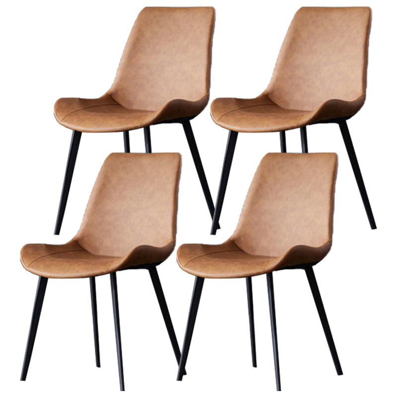 Contemporary Kitchen Dining Side Chair Leather Armless Dining Chairs