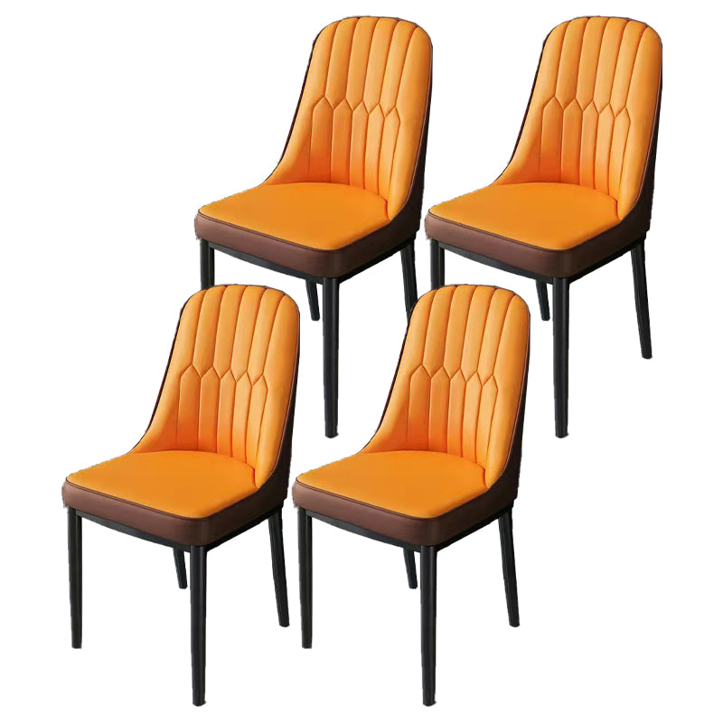 Glam Parsons Dining Side Chair Leather Indoor Dining Chair with Metal Legs