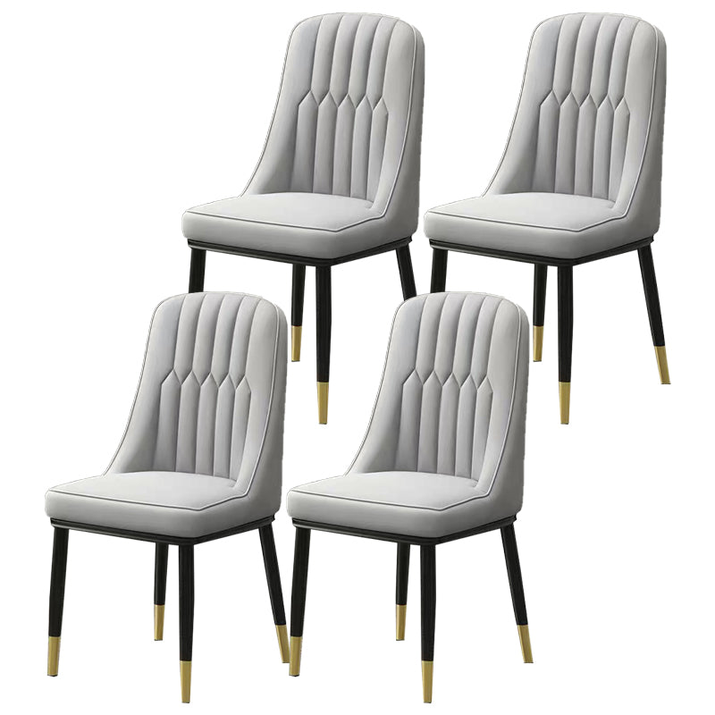 Glam Parsons Dining Side Chair Leather Indoor Dining Chair with Metal Legs