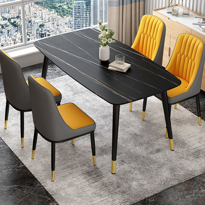 Glam Parsons Dining Side Chair Leather Indoor Dining Chair with Metal Legs