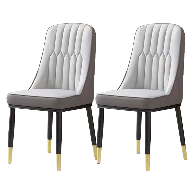 Glam Parsons Dining Side Chair Leather Indoor Dining Chair with Metal Legs