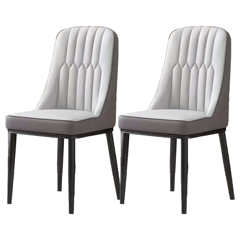Glam Parsons Dining Side Chair Leather Indoor Dining Chair with Metal Legs