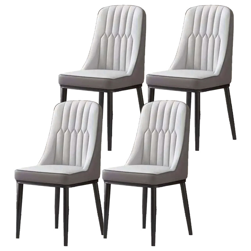 Glam Parsons Dining Side Chair Leather Indoor Dining Chair with Metal Legs