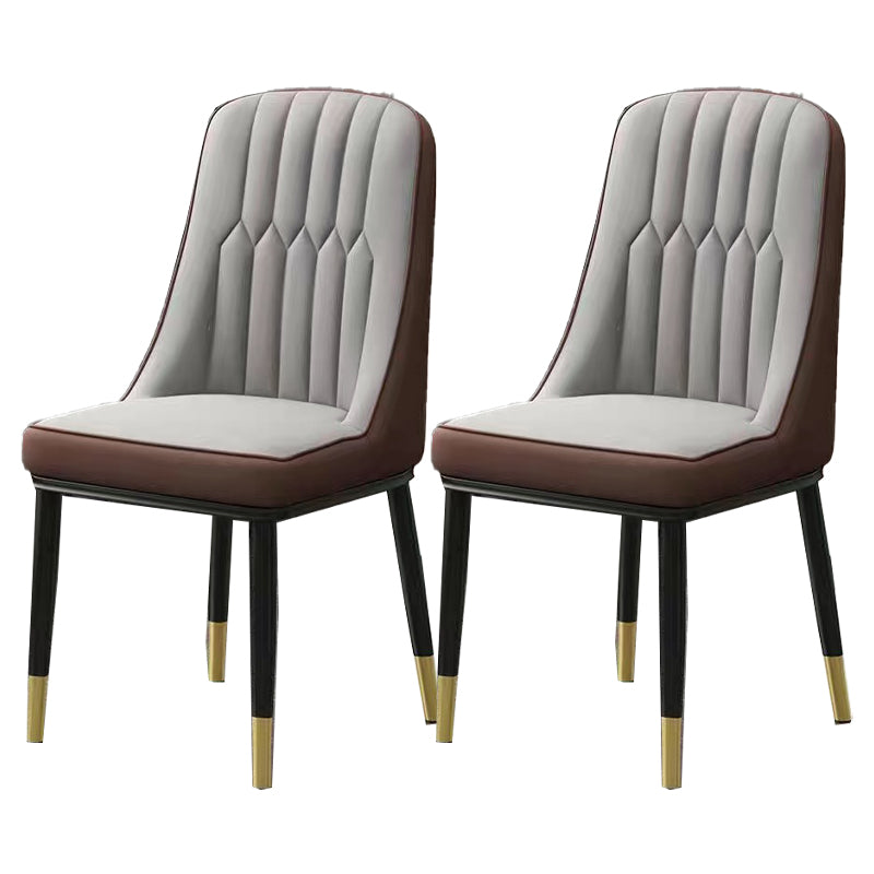 Glam Parsons Dining Side Chair Leather Indoor Dining Chair with Metal Legs