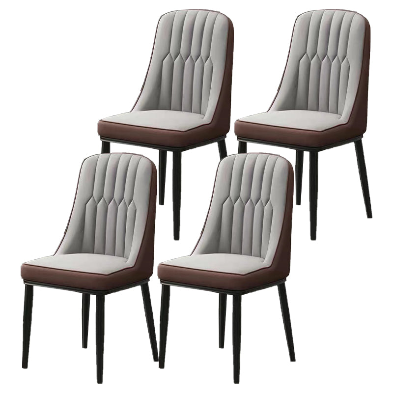 Glam Parsons Dining Side Chair Leather Indoor Dining Chair with Metal Legs