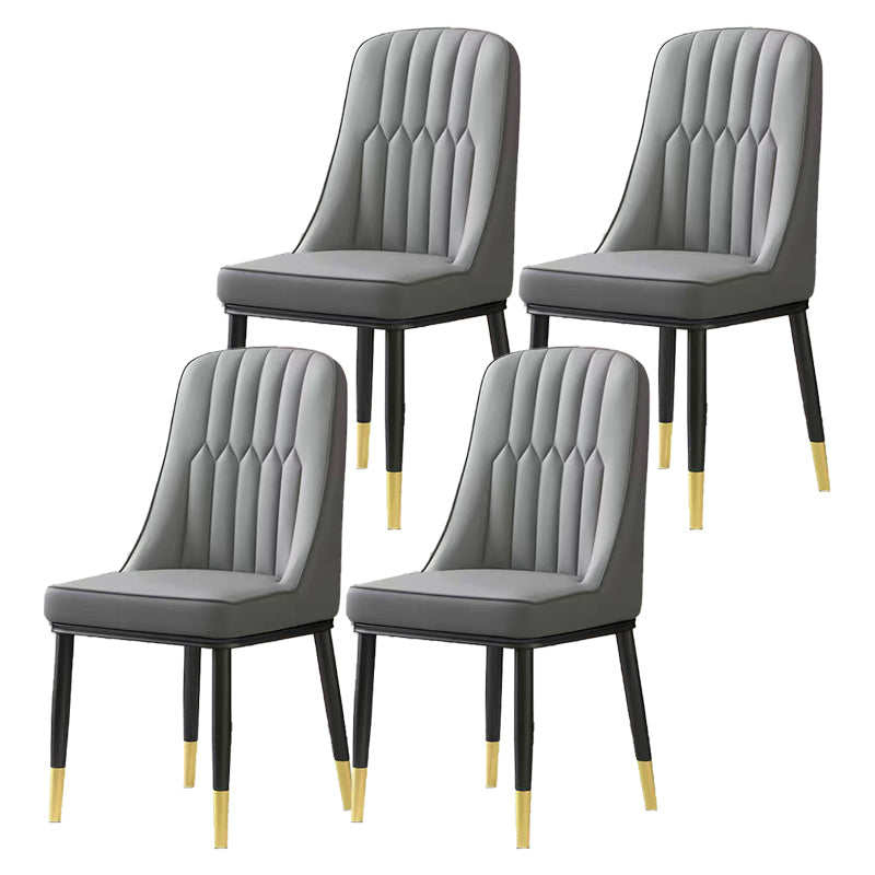 Glam Parsons Dining Side Chair Leather Indoor Dining Chair with Metal Legs