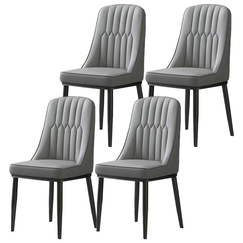 Glam Parsons Dining Side Chair Leather Indoor Dining Chair with Metal Legs