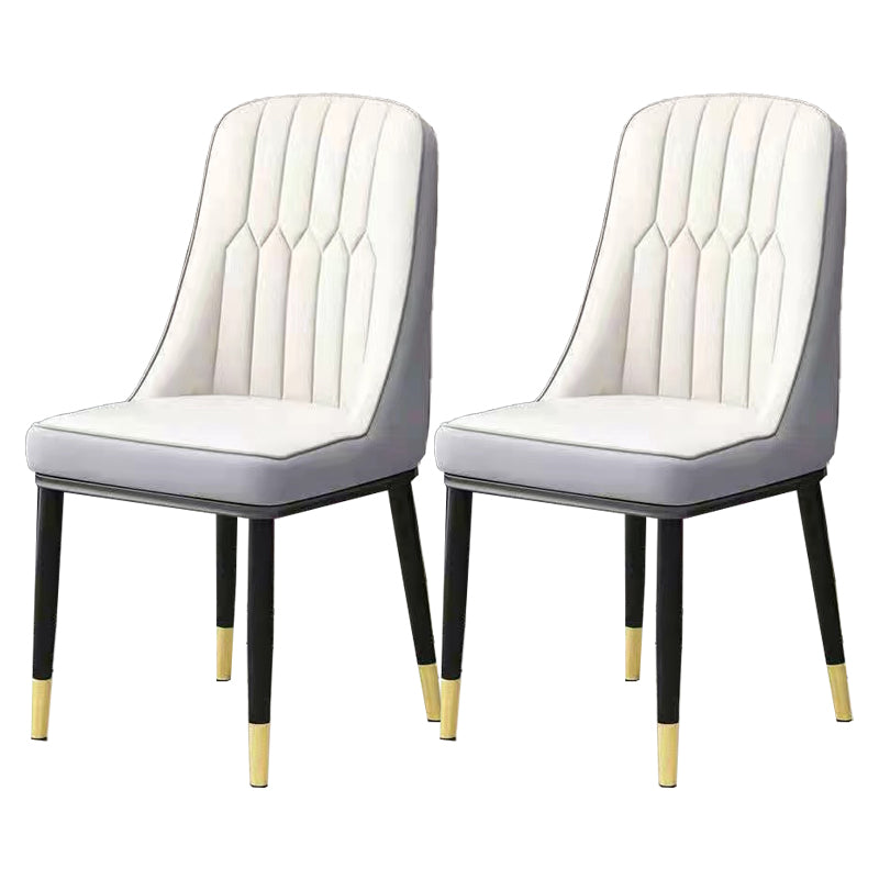 Glam Parsons Dining Side Chair Leather Indoor Dining Chair with Metal Legs