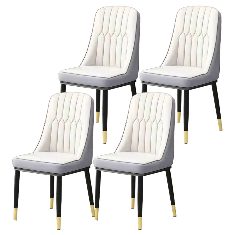 Glam Parsons Dining Side Chair Leather Indoor Dining Chair with Metal Legs