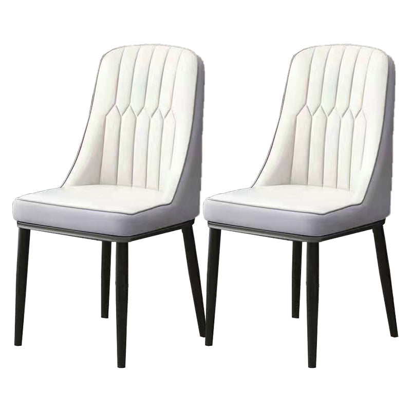 Glam Parsons Dining Side Chair Leather Indoor Dining Chair with Metal Legs