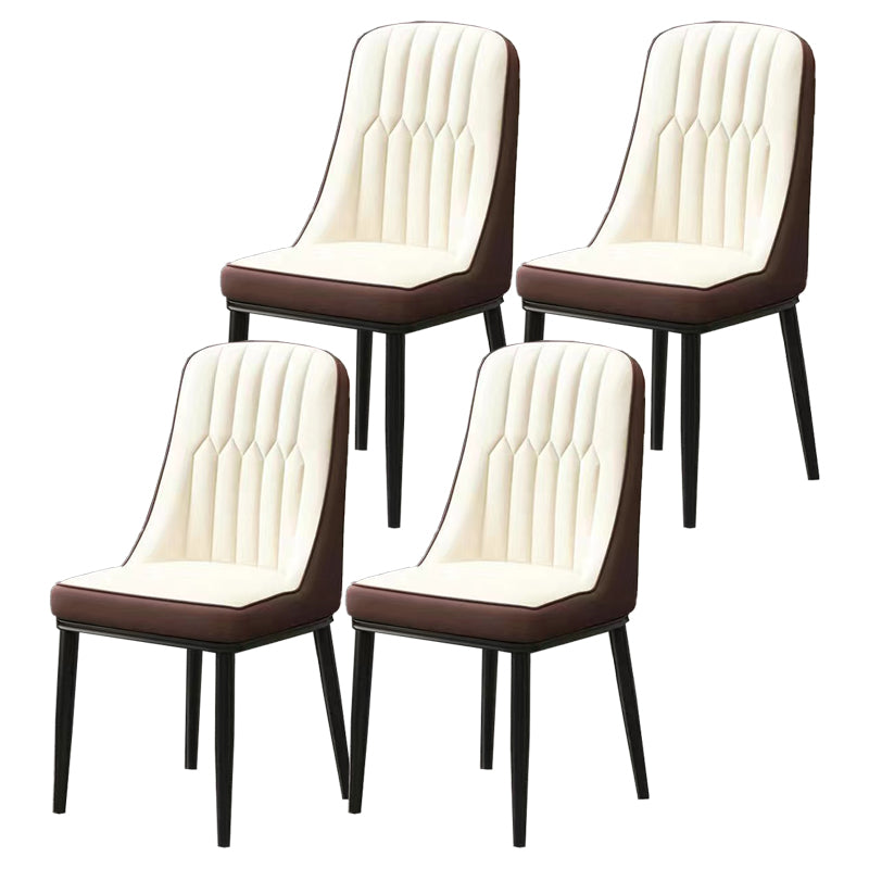 Glam Parsons Dining Side Chair Leather Indoor Dining Chair with Metal Legs