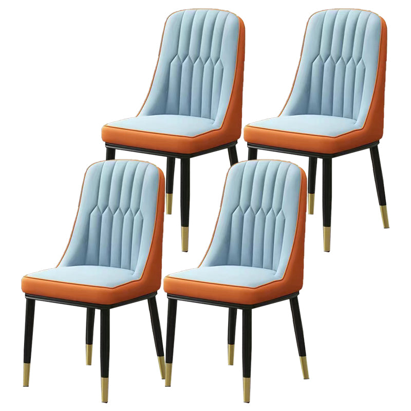 Glam Parsons Dining Side Chair Leather Indoor Dining Chair with Metal Legs