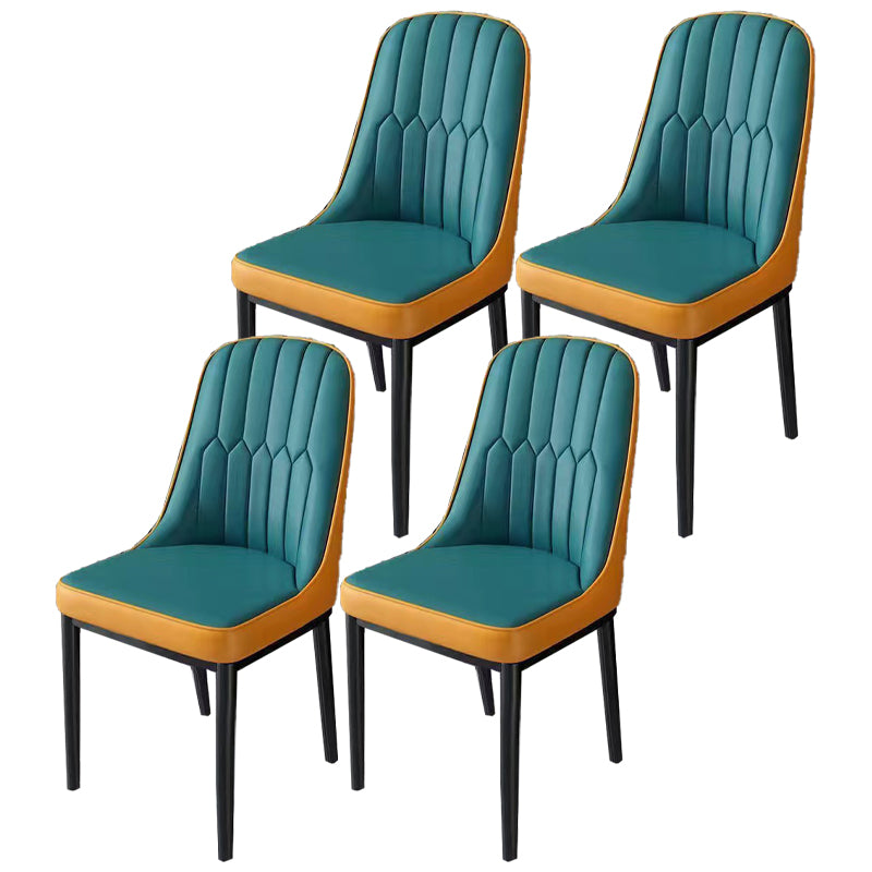 Glam Parsons Dining Side Chair Leather Indoor Dining Chair with Metal Legs