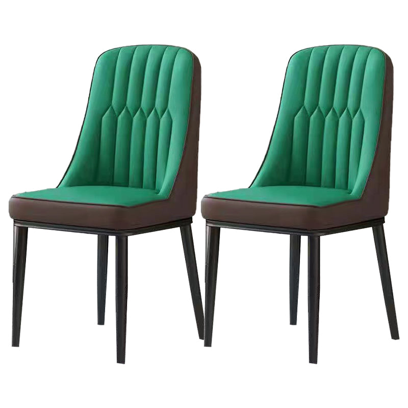 Glam Parsons Dining Side Chair Leather Indoor Dining Chair with Metal Legs