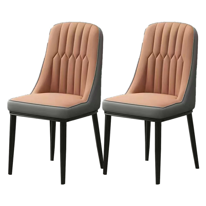 Glam Parsons Dining Side Chair Leather Indoor Dining Chair with Metal Legs