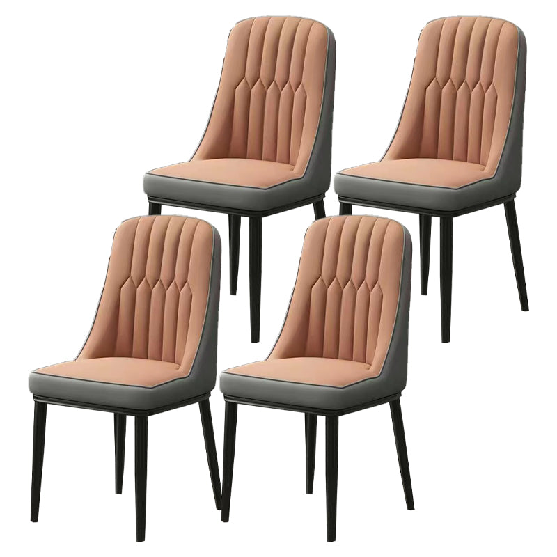 Glam Parsons Dining Side Chair Leather Indoor Dining Chair with Metal Legs