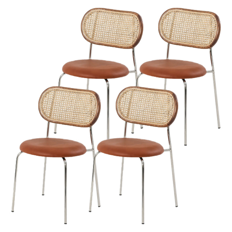 Modern Style PU Leather Side Chair Open Back Dining Side Chair for Dining Room