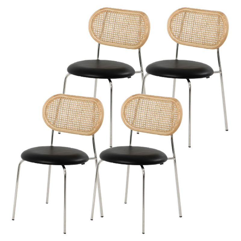 Modern Style PU Leather Side Chair Open Back Dining Side Chair for Dining Room