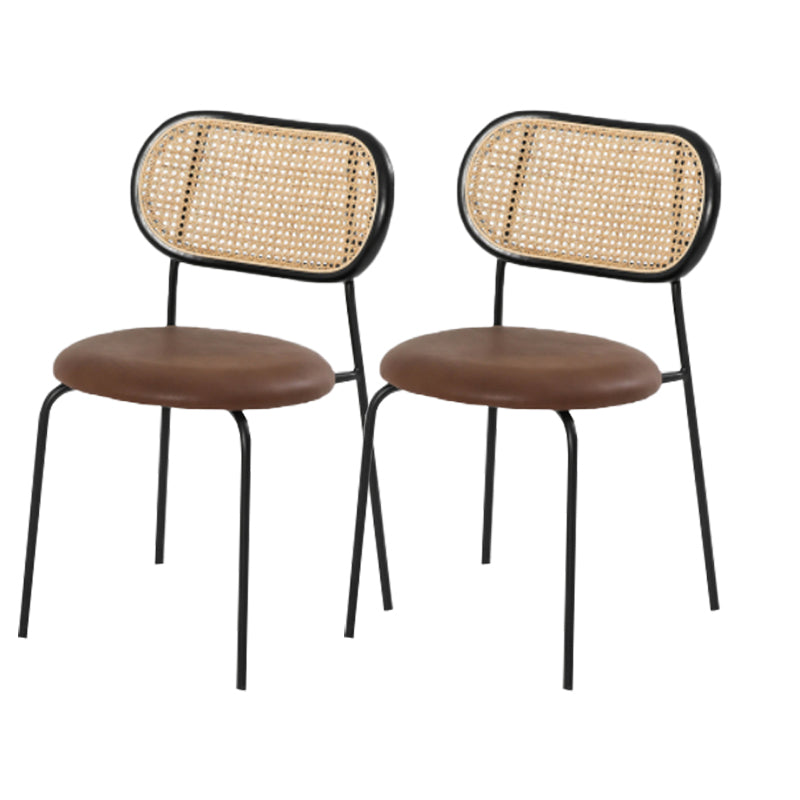 Modern Style PU Leather Side Chair Open Back Dining Side Chair for Dining Room