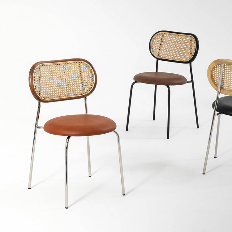 Modern Style PU Leather Side Chair Open Back Dining Side Chair for Dining Room