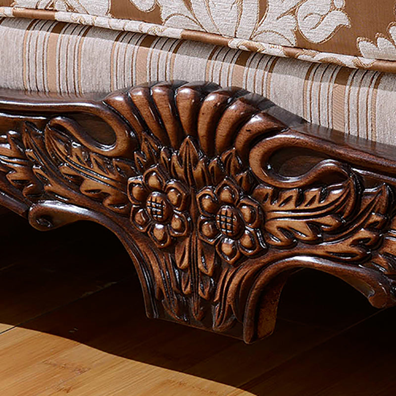 49" High Rustic Rolled Arm Sofa Linen Curved Sofa with Camel Back for Apartment