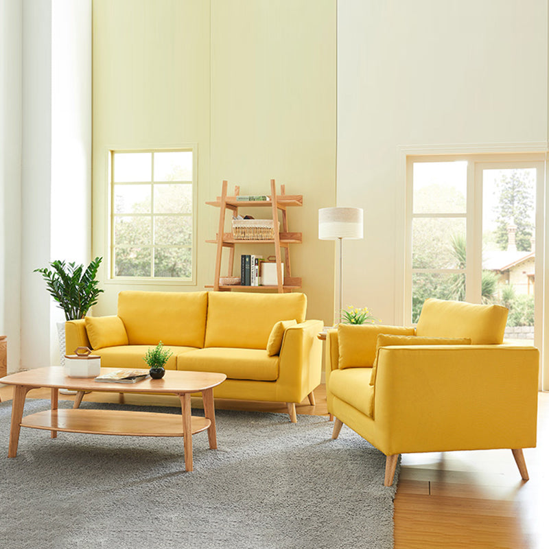 Linen Modern Standard Sofa Loose Back 33"W Square Arm Sofa Sofa