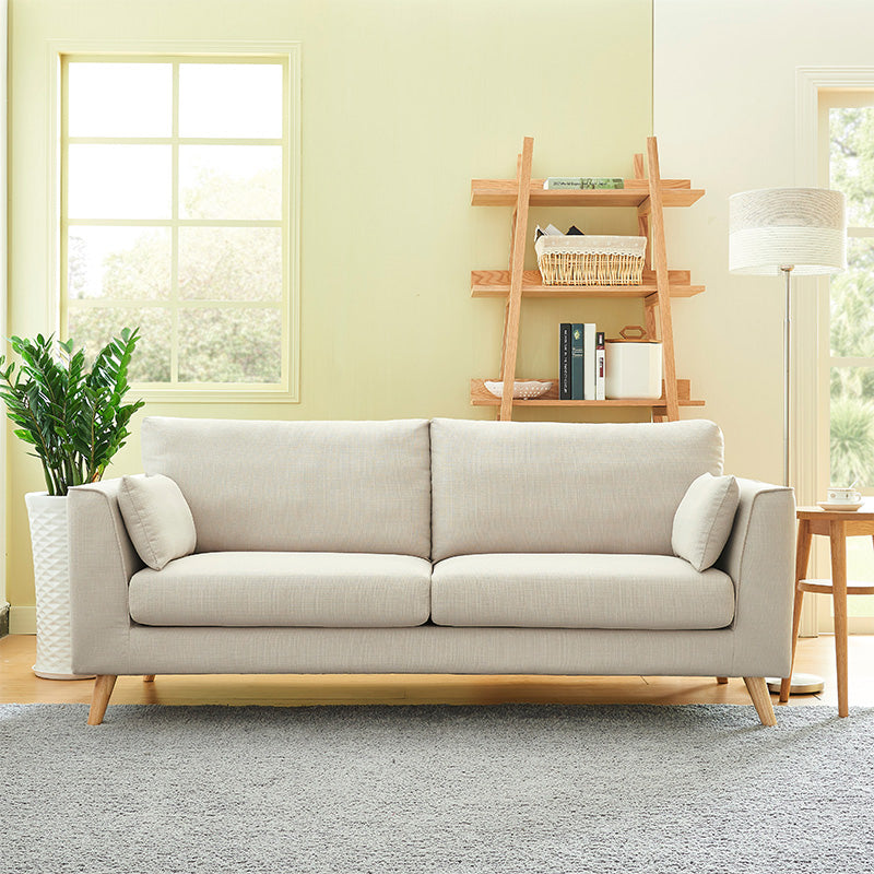 Linen Modern Standard Sofa Loose Back 33"W Square Arm Sofa Sofa
