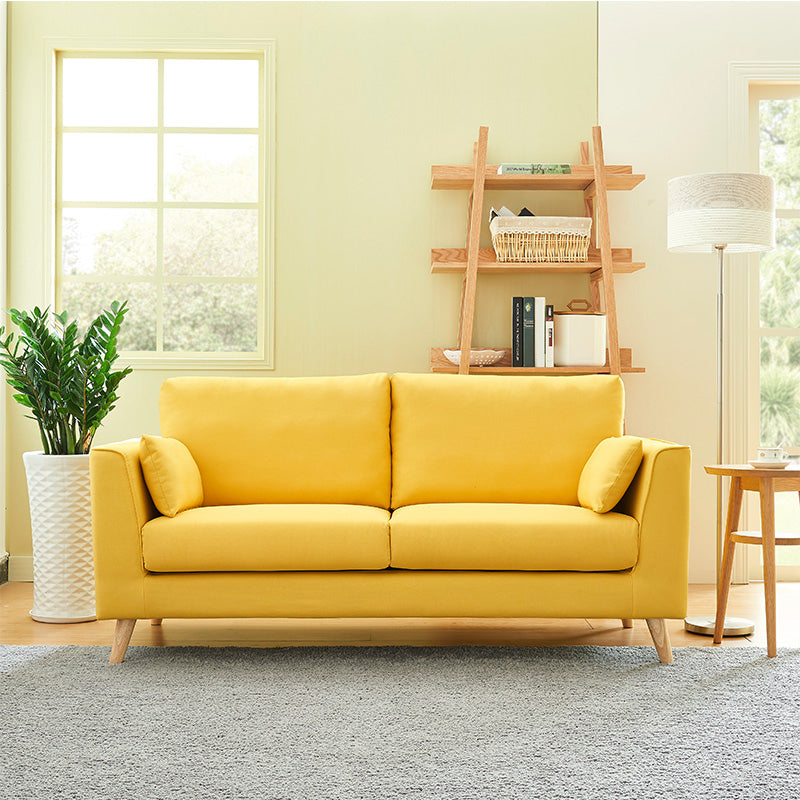 Linen Modern Standard Sofa Loose Back 33"W Square Arm Sofa Sofa