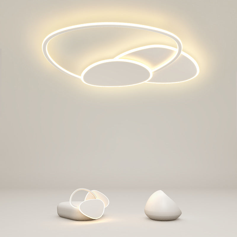 Modern Style Geometry Ceiling Lights Metal 3 Light Ceiling Lamps for Bedroom in White