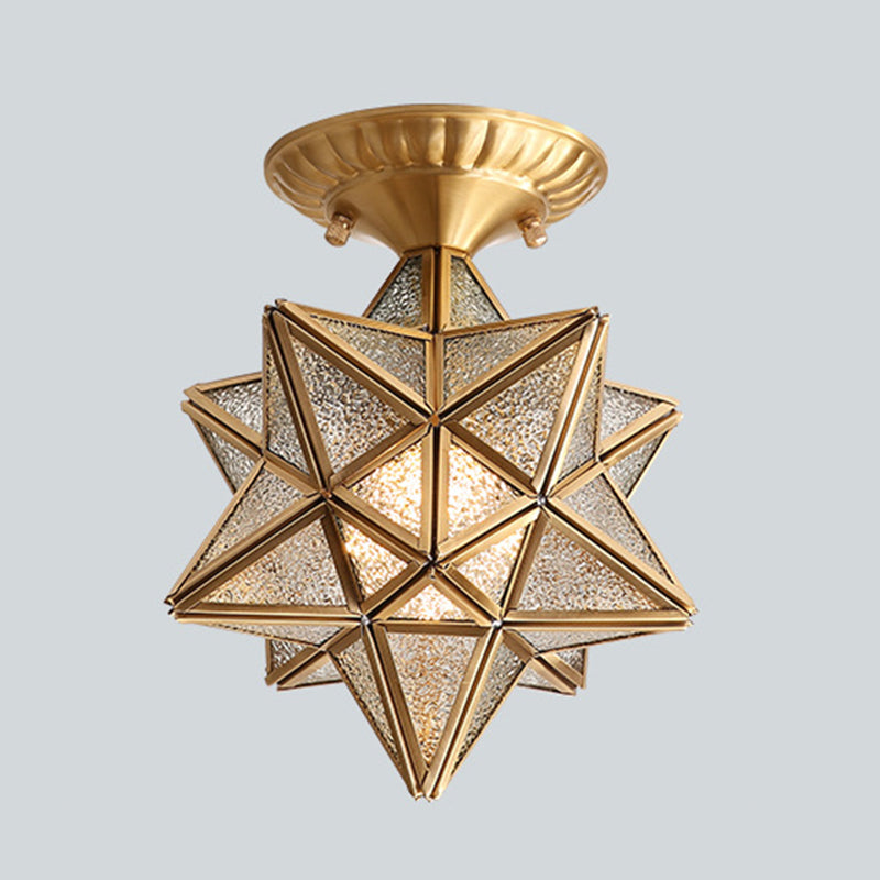 One-Light Antique Ceiling Light Brass Metal Ceiling Mounted Fixture