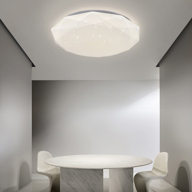 Modern Style Geometry Ceiling Light Metal 1 Light Ceiling Lamp for Bedroom in White