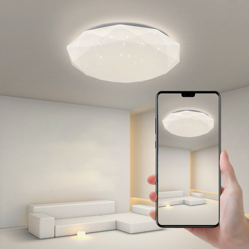 Modern Style Geometry Ceiling Light Metal 1 Light Ceiling Lamp for Bedroom in White