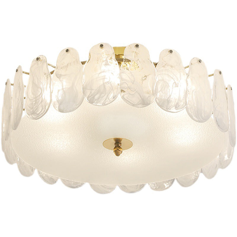 Semi Mount Lighting Vintage Drum Glass Semi Flush Light Fixture