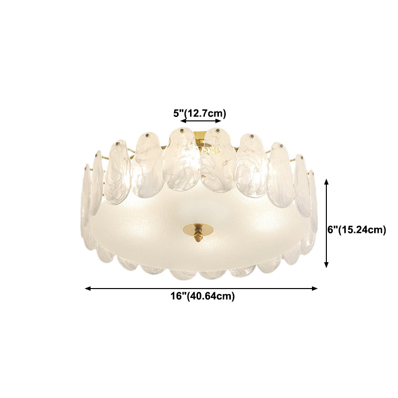 Semi Mount Lighting Vintage Drum Glass Semi Flush Light Fixture