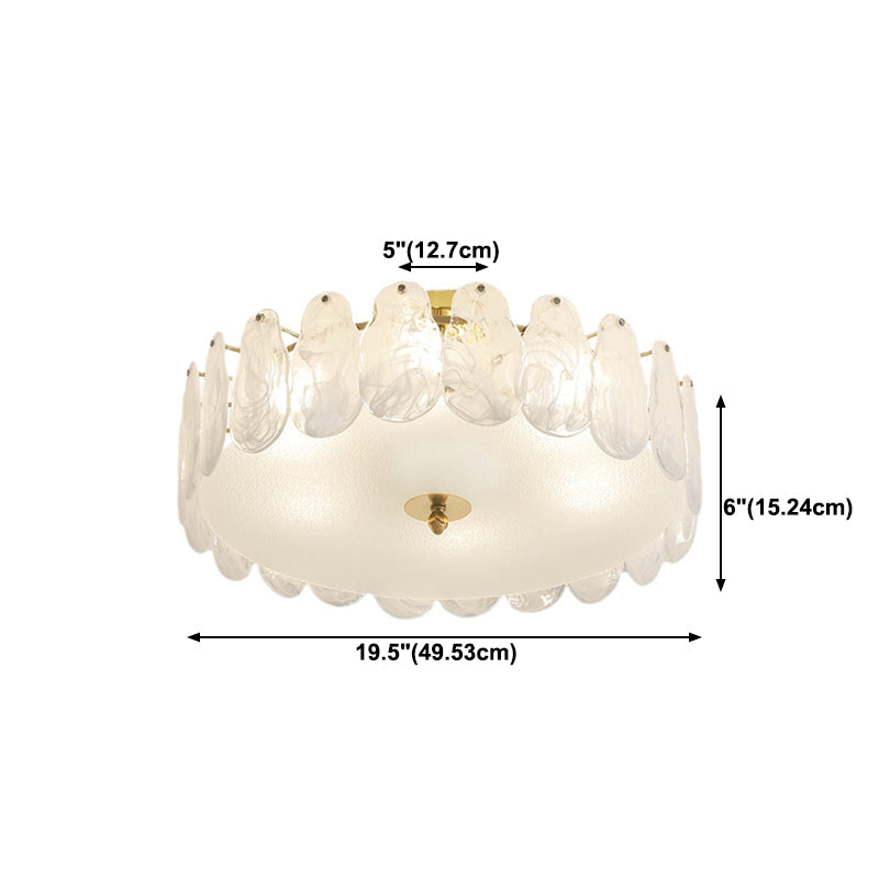 Semi Mount Lighting Vintage Drum Glass Semi Flush Light Fixture