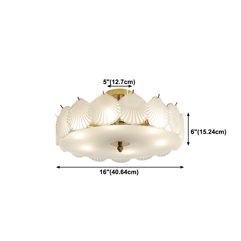 Semi Mount Lighting Vintage Drum Glass Semi Flush Light Fixture