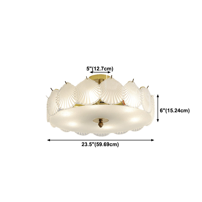 Semi Mount Lighting Vintage Drum Glass Semi Flush Light Fixture