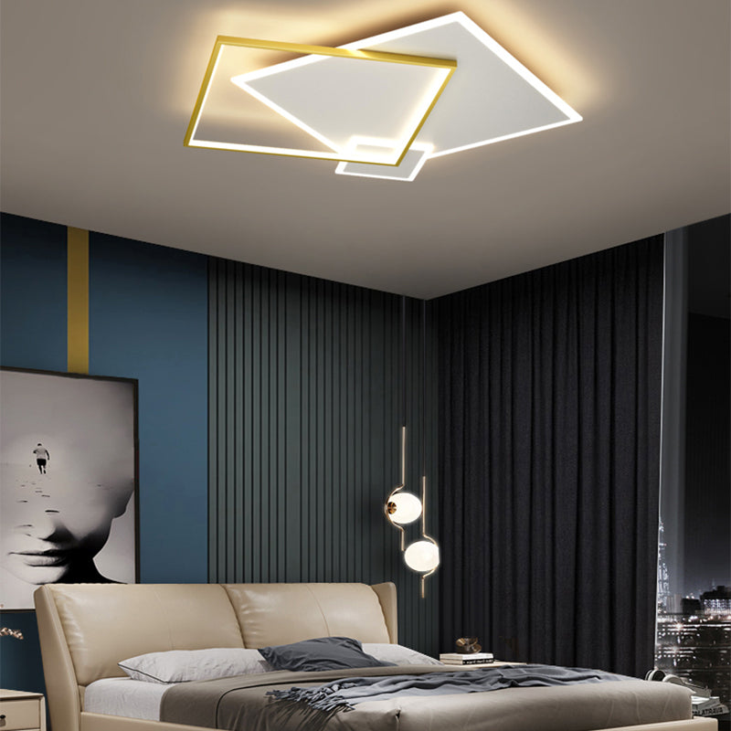 Modern Style Square Shape Ceiling Fixtures Metal 3 Light Flush Ceiling Light Fixtures