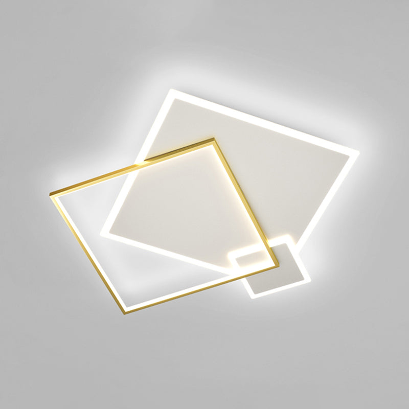 Modern Style Square Shape Ceiling Fixtures Metal 3 Light Flush Ceiling Light Fixtures