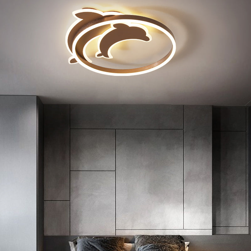 Modern Style Dolphin Shape Ceiling Fixtures Metal 3 Light Flush Ceiling Light Fixtures