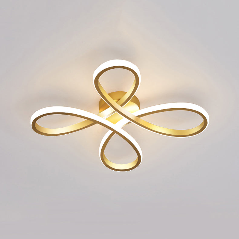 Metal Floral Ceiling Mounted Fixture Simple Style Ceiling Flush in Gold