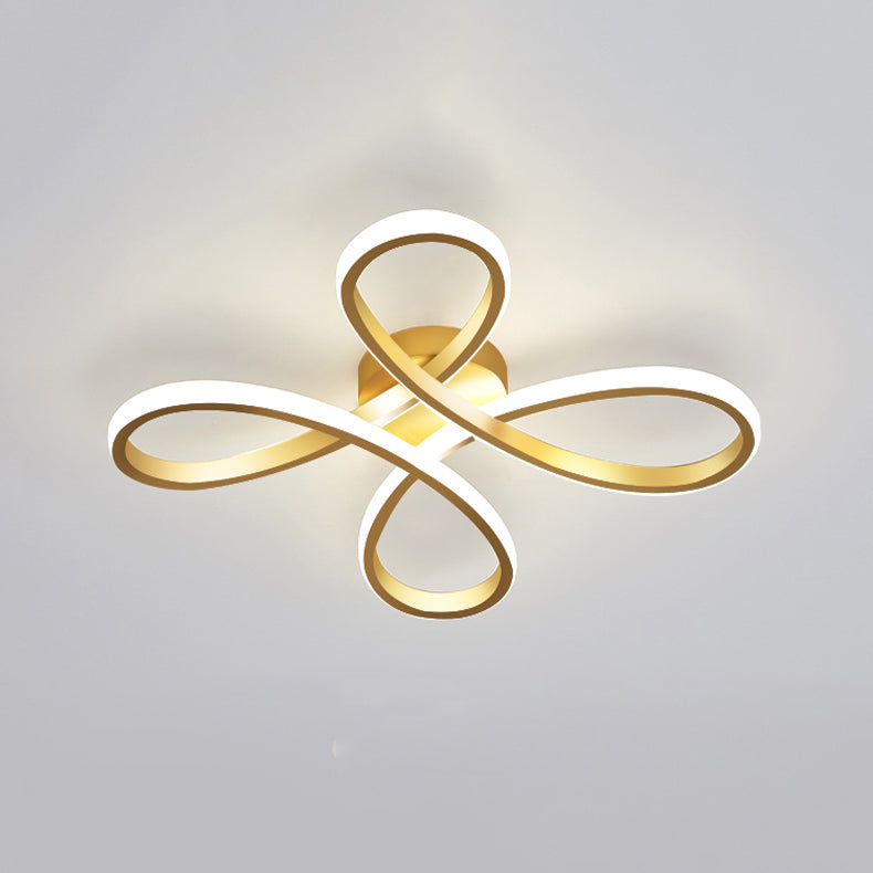 Metal Floral Ceiling Mounted Fixture Simple Style Ceiling Flush in Gold