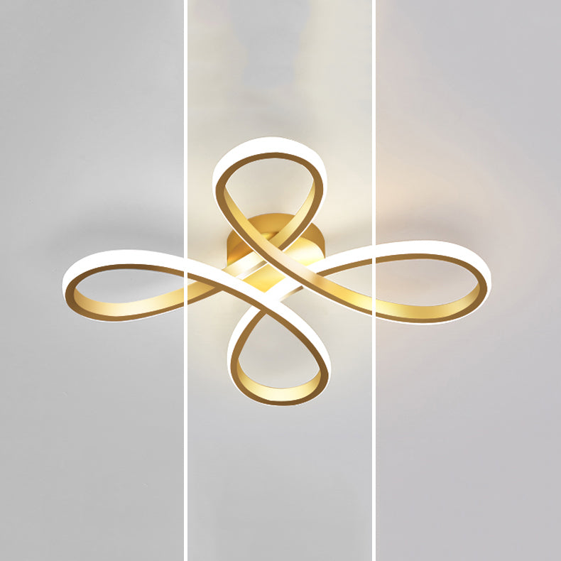 Metal Floral Ceiling Mounted Fixture Simple Style Ceiling Flush in Gold