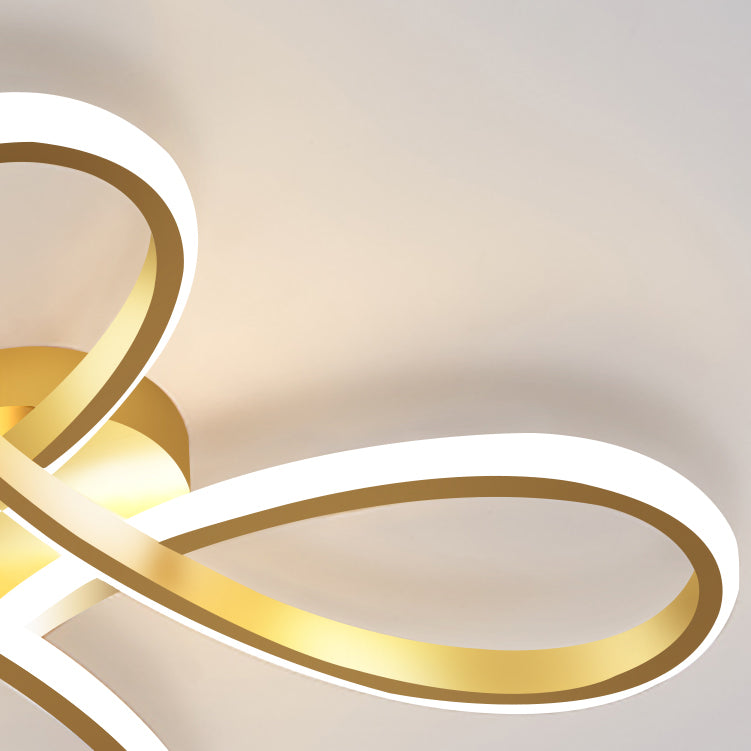 Metal Floral Ceiling Mounted Fixture Simple Style Ceiling Flush in Gold