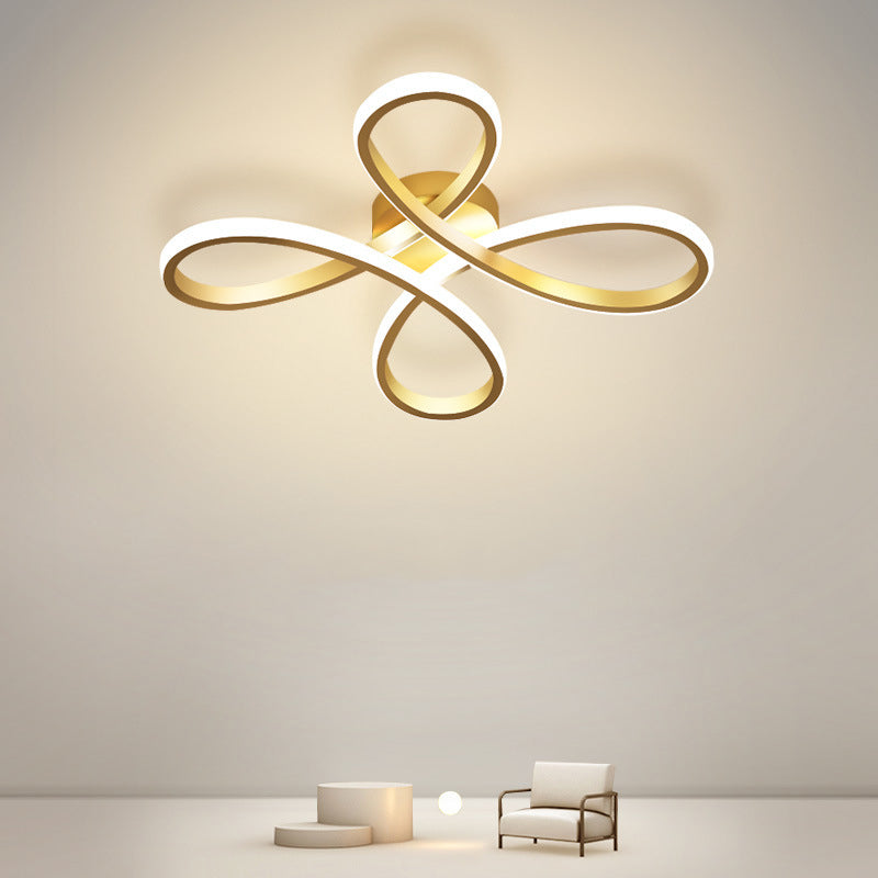 Metal Floral Ceiling Mounted Fixture Simple Style Ceiling Flush in Gold