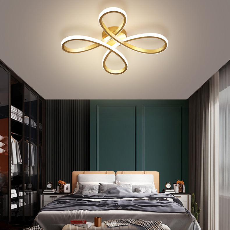 Metal Floral Ceiling Mounted Fixture Simple Style Ceiling Flush in Gold