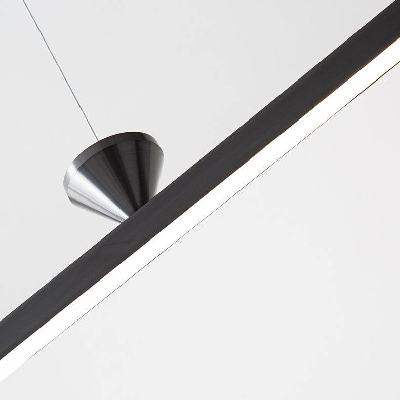 Linear Shape Island Pendant Contemporary Style Metal Single Light Hanging Island Light